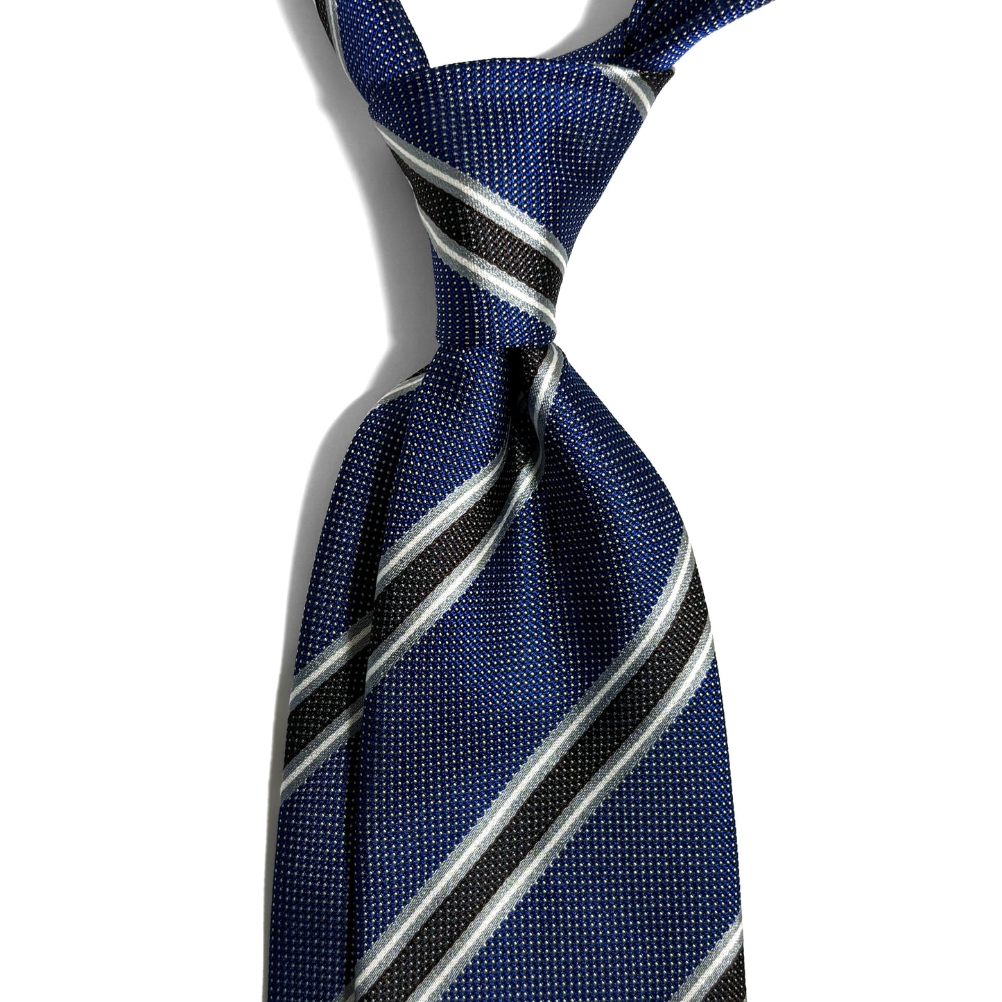 Navy Blue Striped Dot Silk Jacquard Tie
