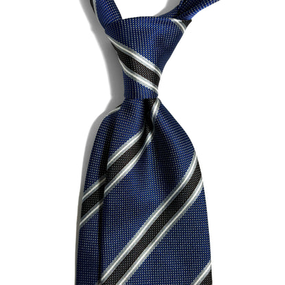 Navy Blue Striped Dot Silk Jacquard Tie
