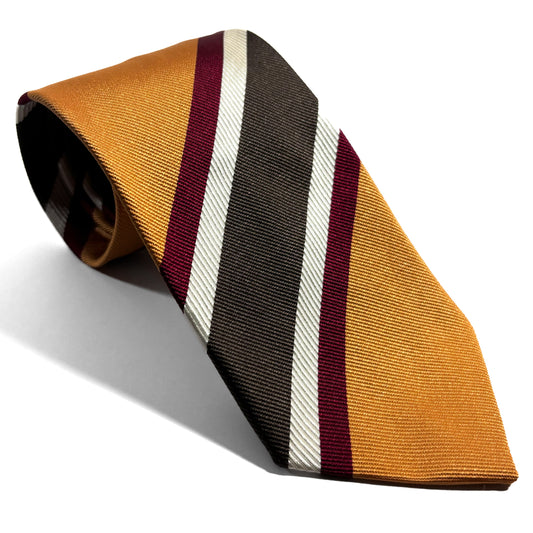 Gold & Burgundy Striped Silk Repp Tie