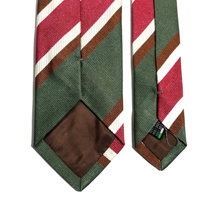 Green & Red Striped Silk Repp Tie