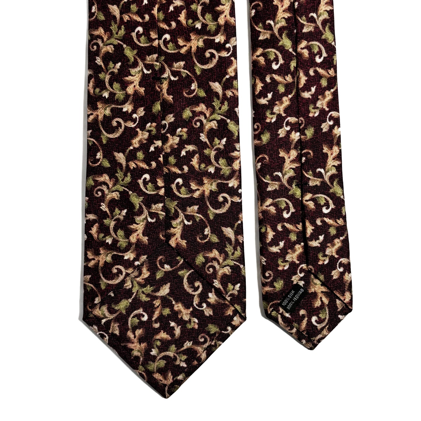 Burgundy Floral Motif Printed Panama Silk Tie