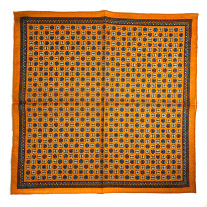 Mustard Yellow - Floral - Wool/Silk Pocket Square