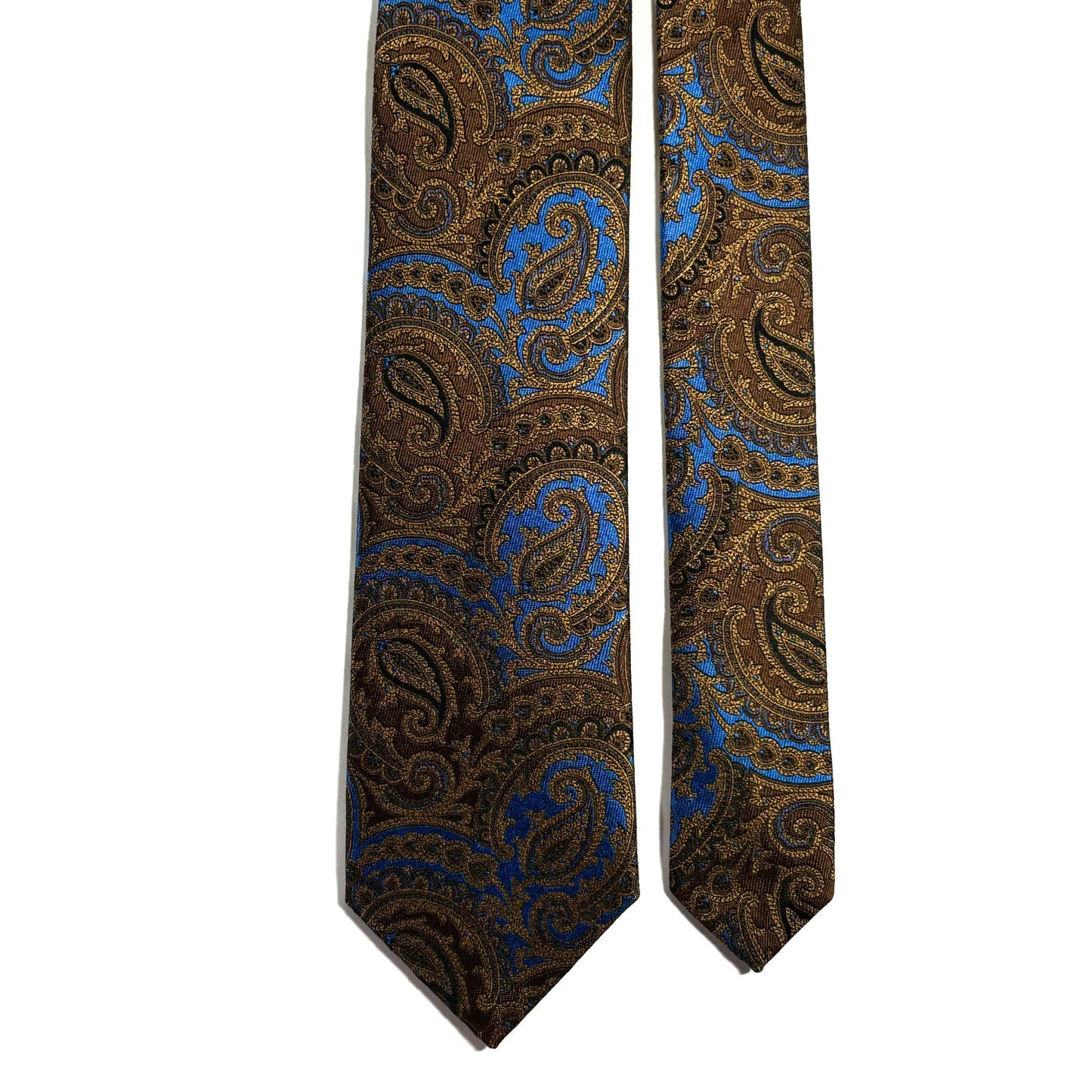 Brown & Light Blue Paisley Silk Jacquard Tie