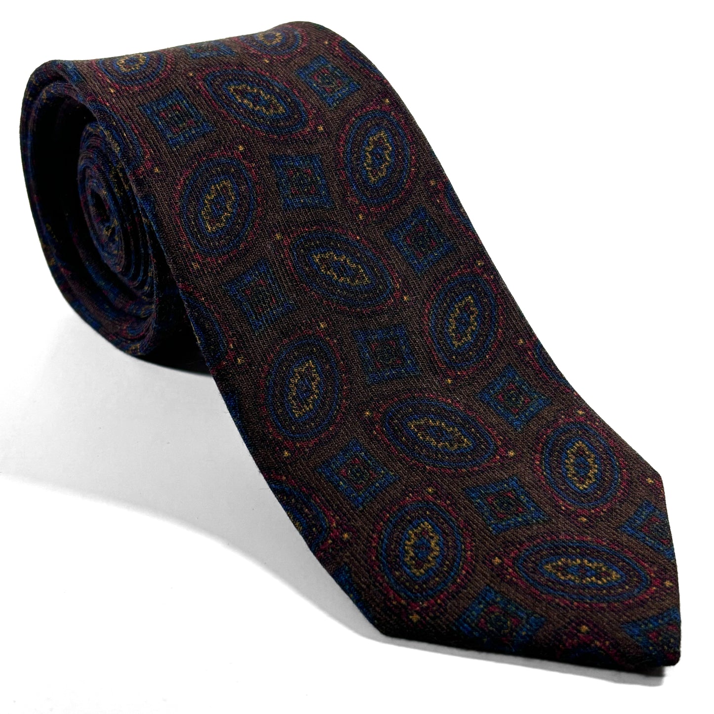 Dark Brown Geometric Wool/Silk Tie