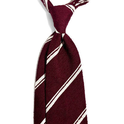 Untipped Burgundy Striped Silk Shantung Tie