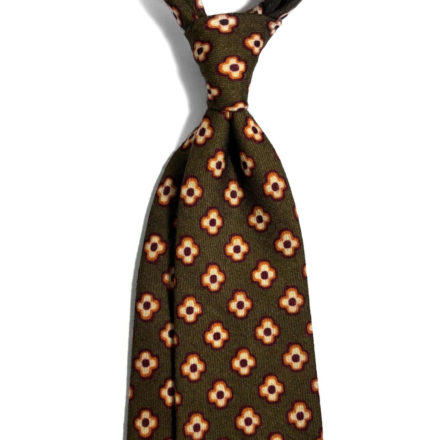 Olive Green Floral Wool Flannel Tie