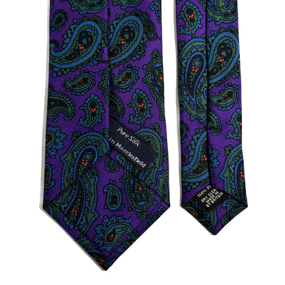 Hand-Printed Purple Paisley Silk Tie