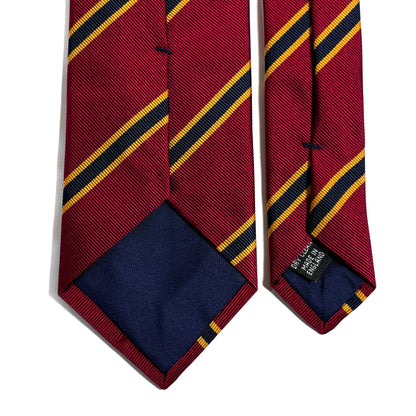 Burgundy & Gold Striped Silk Repp Tie
