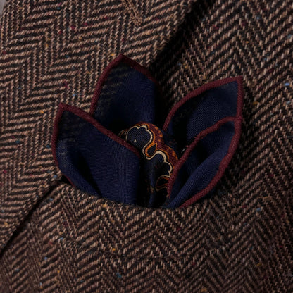 Dominus - Navy Blue & Gold - Wool/Silk Pocket Square