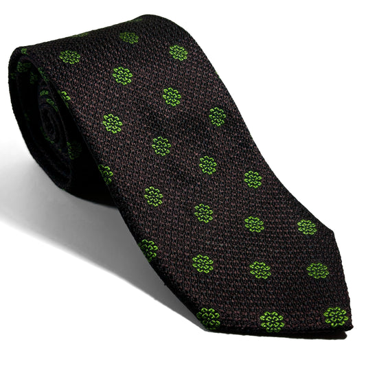 Brown Floral Silk Grenadine Tie (English Weave)