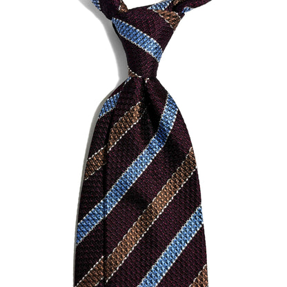 Burgundy Striped Silk Grenadine Tie (English Weave)