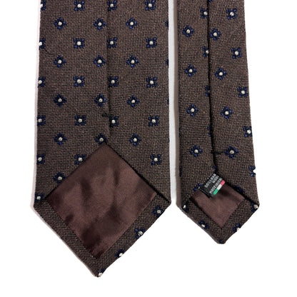 Taupe Brown Floral Wool/Silk Jacquard Tie