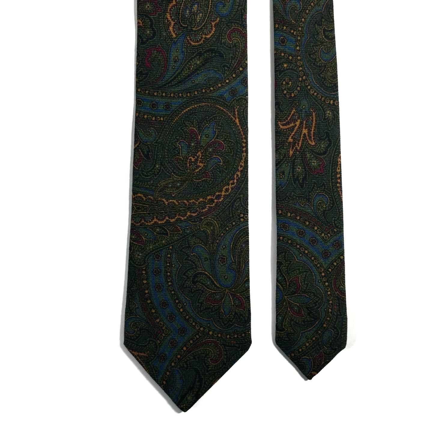 Green Paisley Wool/Silk Tie