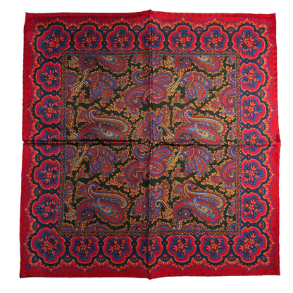 Red & Forest Green Ancient Madder Silk Pocket Square