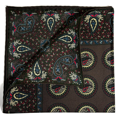 Brown Geometric Ancient Madder Silk Pocket Square