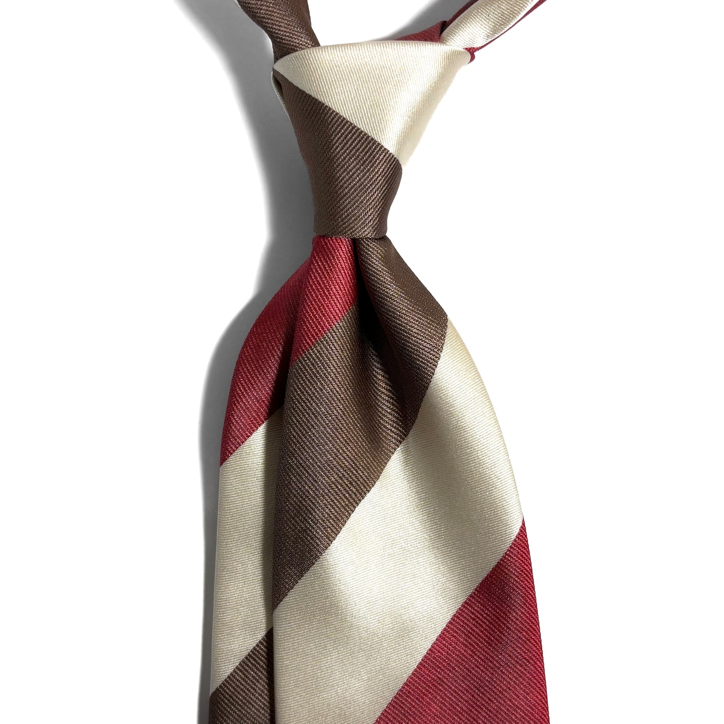 Red / Brown / Ivory Striped Silk Repp Tie