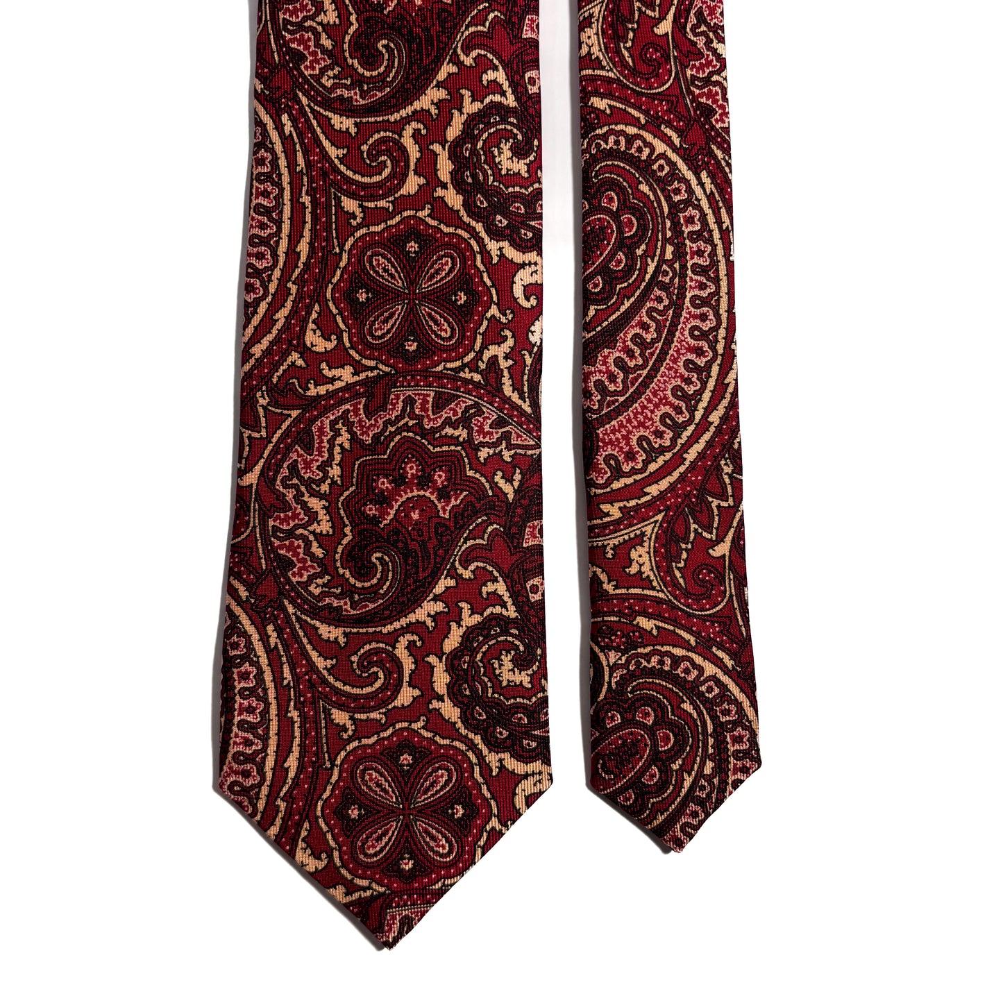 Hand-Printed Burgundy Paisley Silk Tie