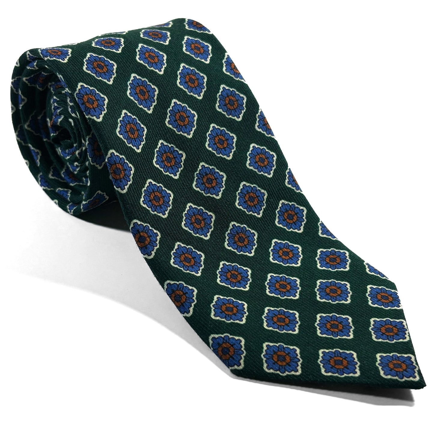 Forest Green Geometric Wool Challis Tie