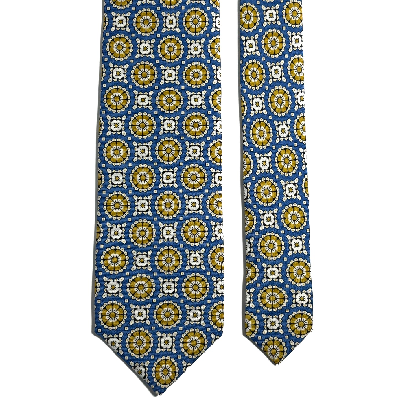 Azure Blue & Yellow Geometric Silk Tie