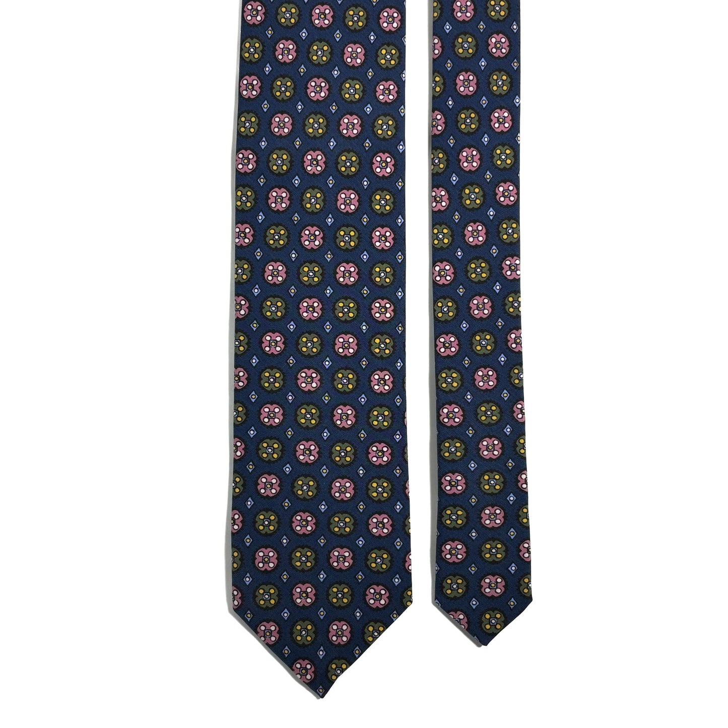 Navy Blue Floral Medallion Ancient Madder Silk Tie