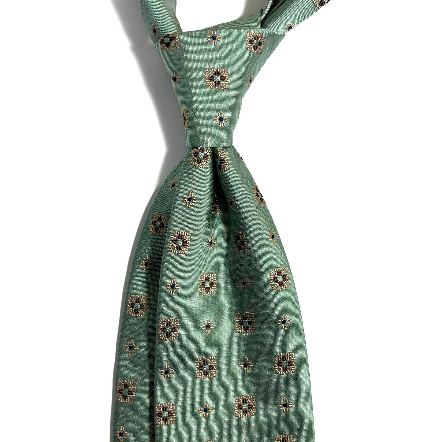 Sage Green Geometric Silk Jacquard Tie