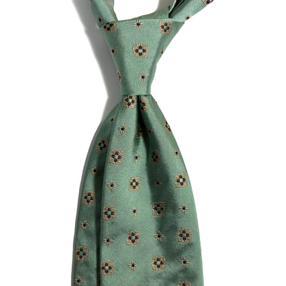 Sage Green Geometric Silk Jacquard Tie