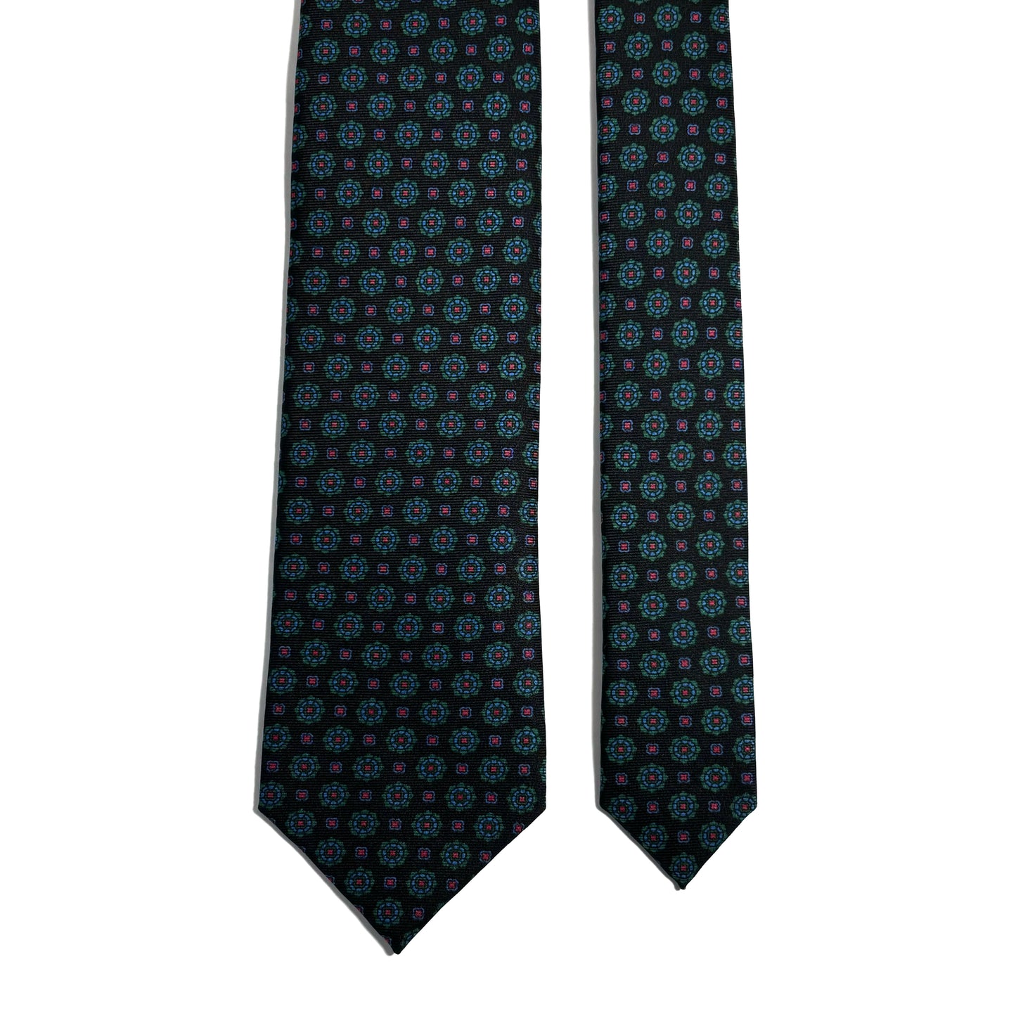 Hand-Printed Dark Brown Geometric Silk Tie