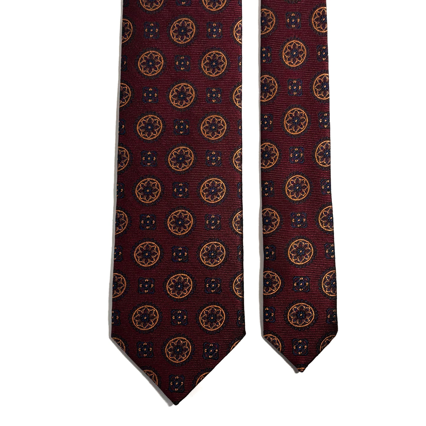 Burgundy & Gold Geometric Silk Jacquard Tie