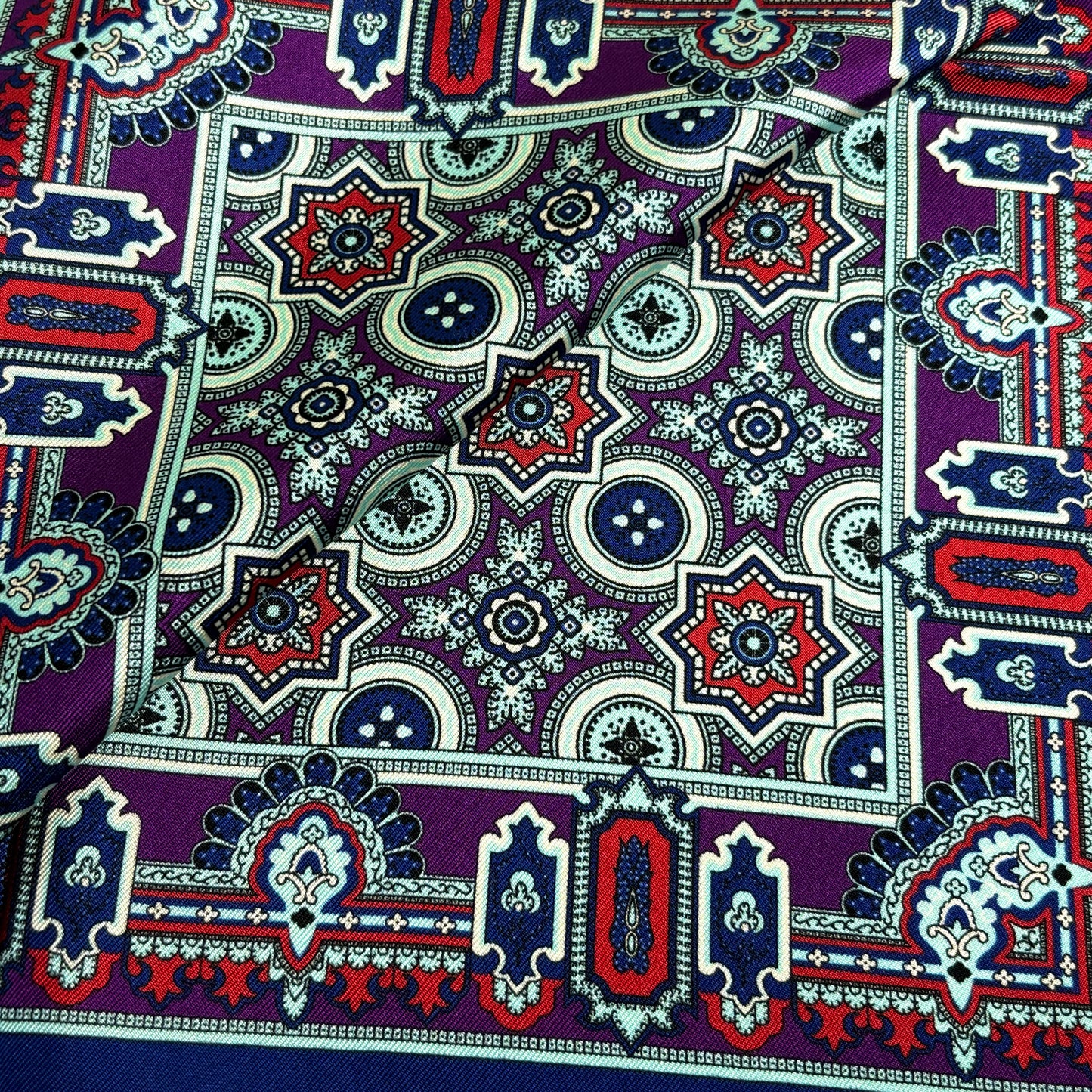 Blue & Purple Geometric Silk Pocket Square