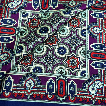 Blue & Purple Geometric Silk Pocket Square