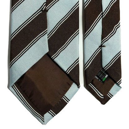 Light Blue & Brown Striped Silk Repp Tie