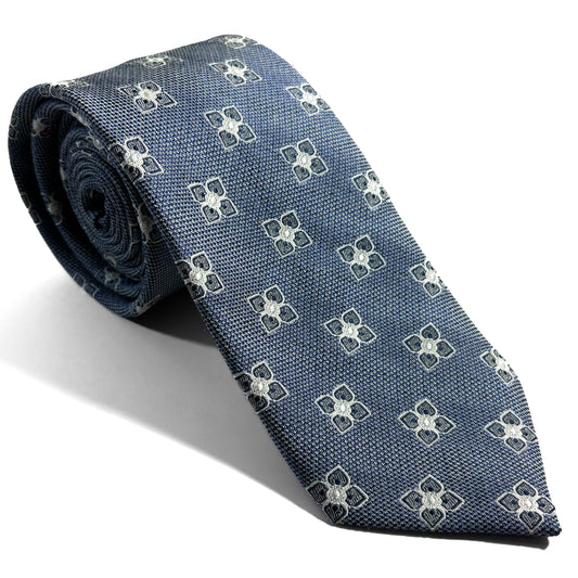 Light Blue Floral Silk Jacquard Tie
