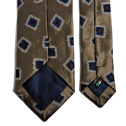 Brown Geometric Silk Jacquard Tie