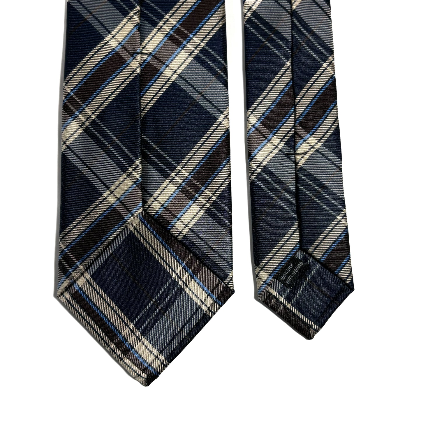 Navy Blue Plaid Silk Jacquard Tie