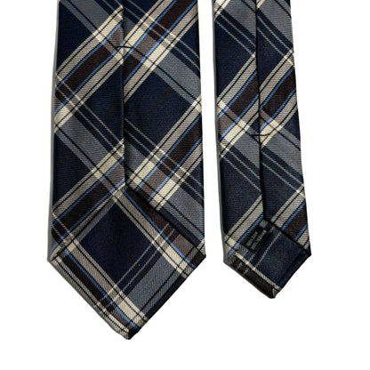 Navy Blue Plaid Silk Jacquard Tie