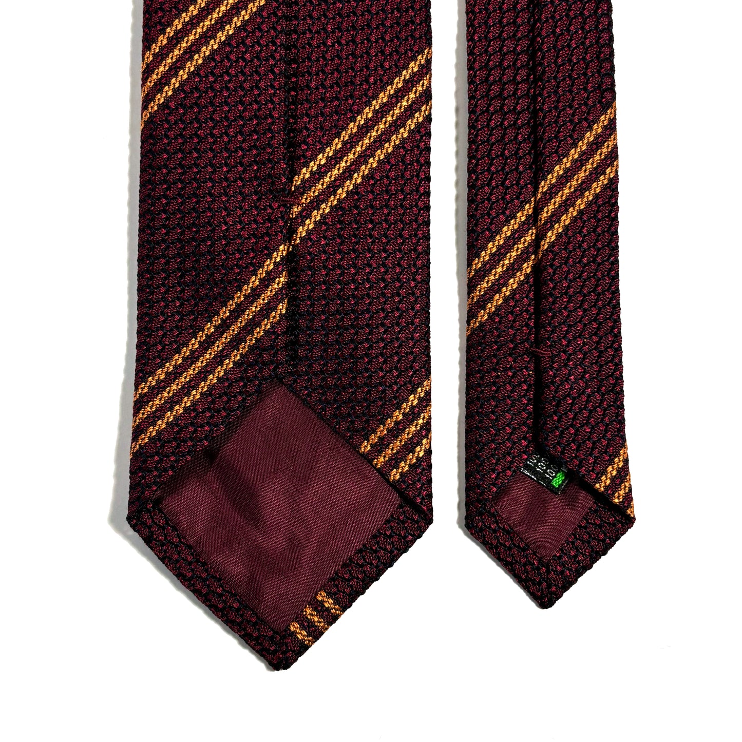 Burgundy & Gold Striped Silk Grenadine Tie (Garza Grossa)