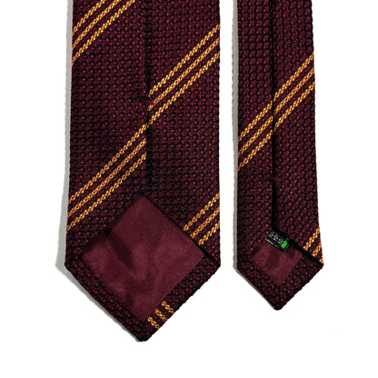Burgundy & Gold Striped Silk Grenadine Tie (Garza Grossa)