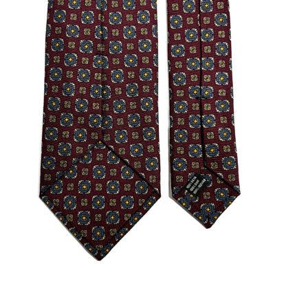 Burgundy Geometric Italian Madder Silk Tie