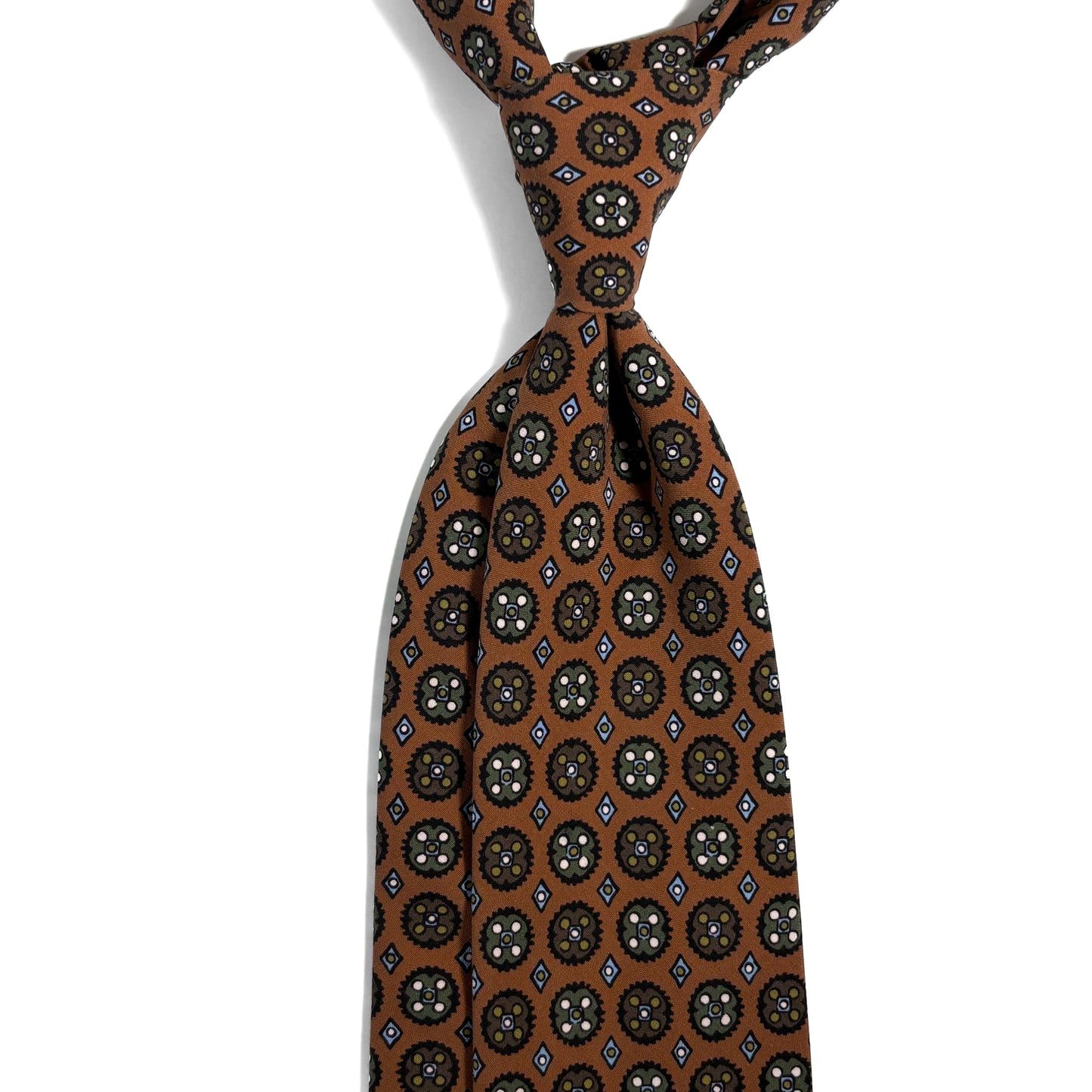 Brown Floral Medallion Ancient Madder Silk Tie