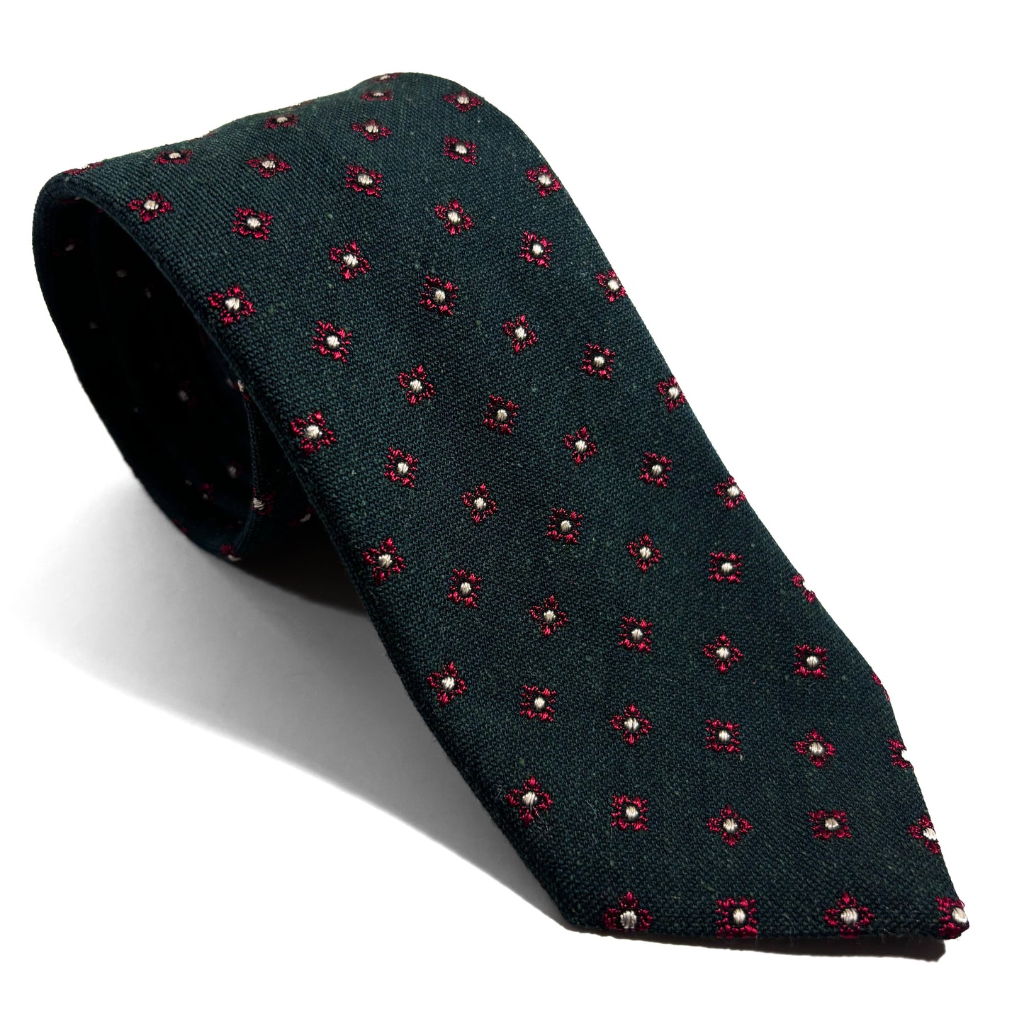 Forest Green Floral Wool/Silk Jacquard Tie