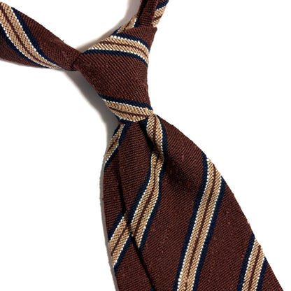 Brown Stripe Untipped Silk Shantung Tie