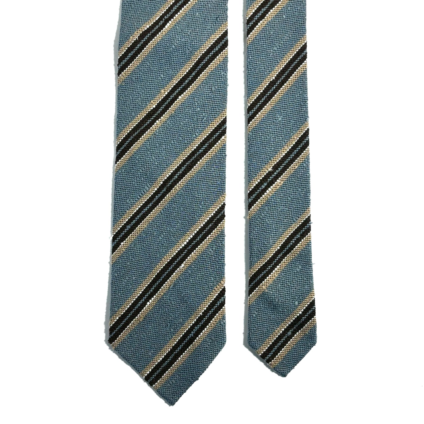 Luxury Light Blue Stripe Untipped Silk Shantung Tie