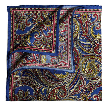 Blue Paisley Silk Pocket Square