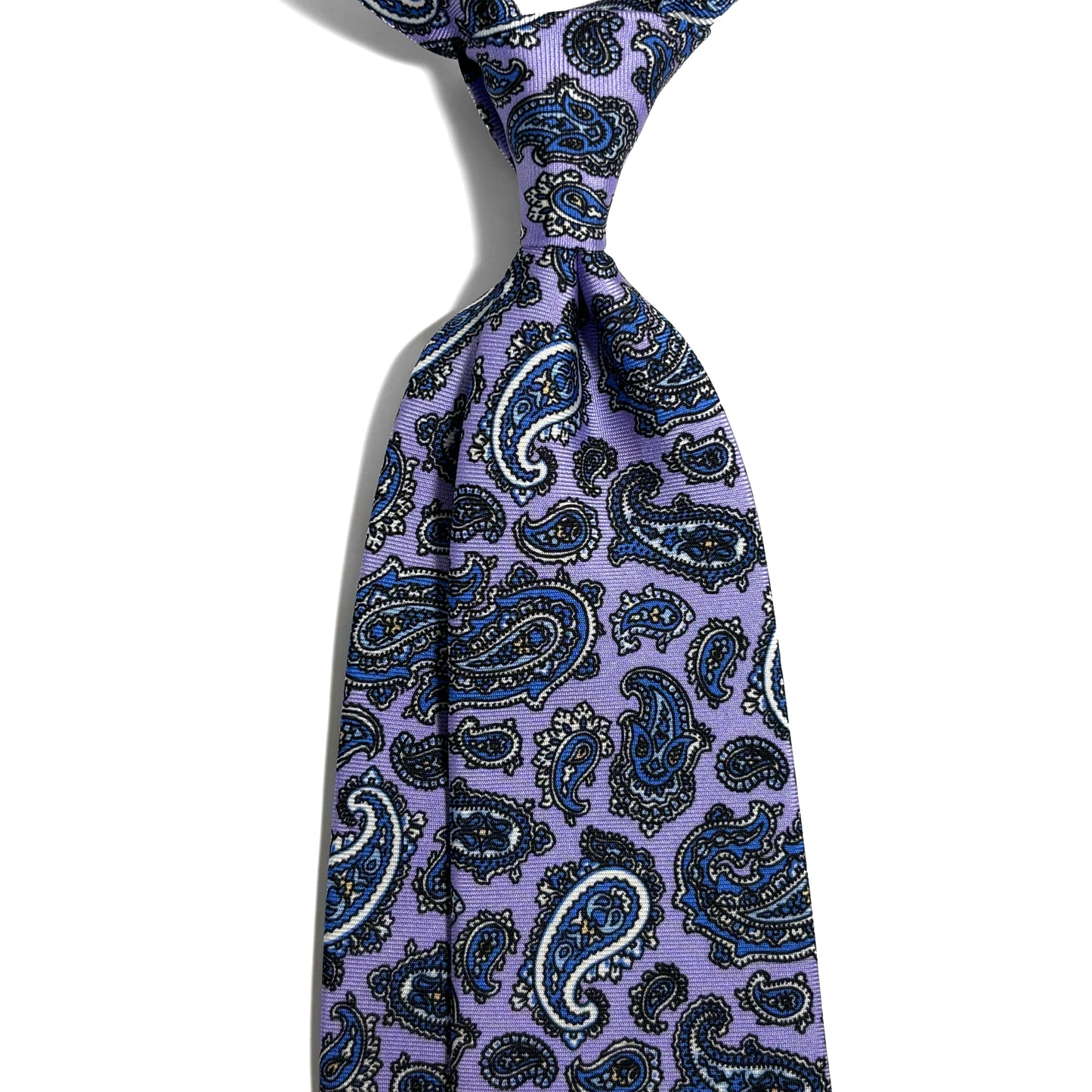 Lilac Purple Paisley Printed Silk Twill Tie