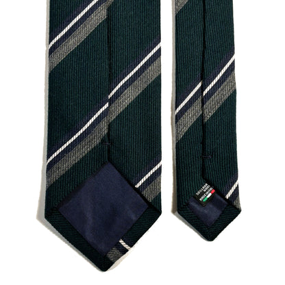 Forest Green Striped Wool/Silk Tie