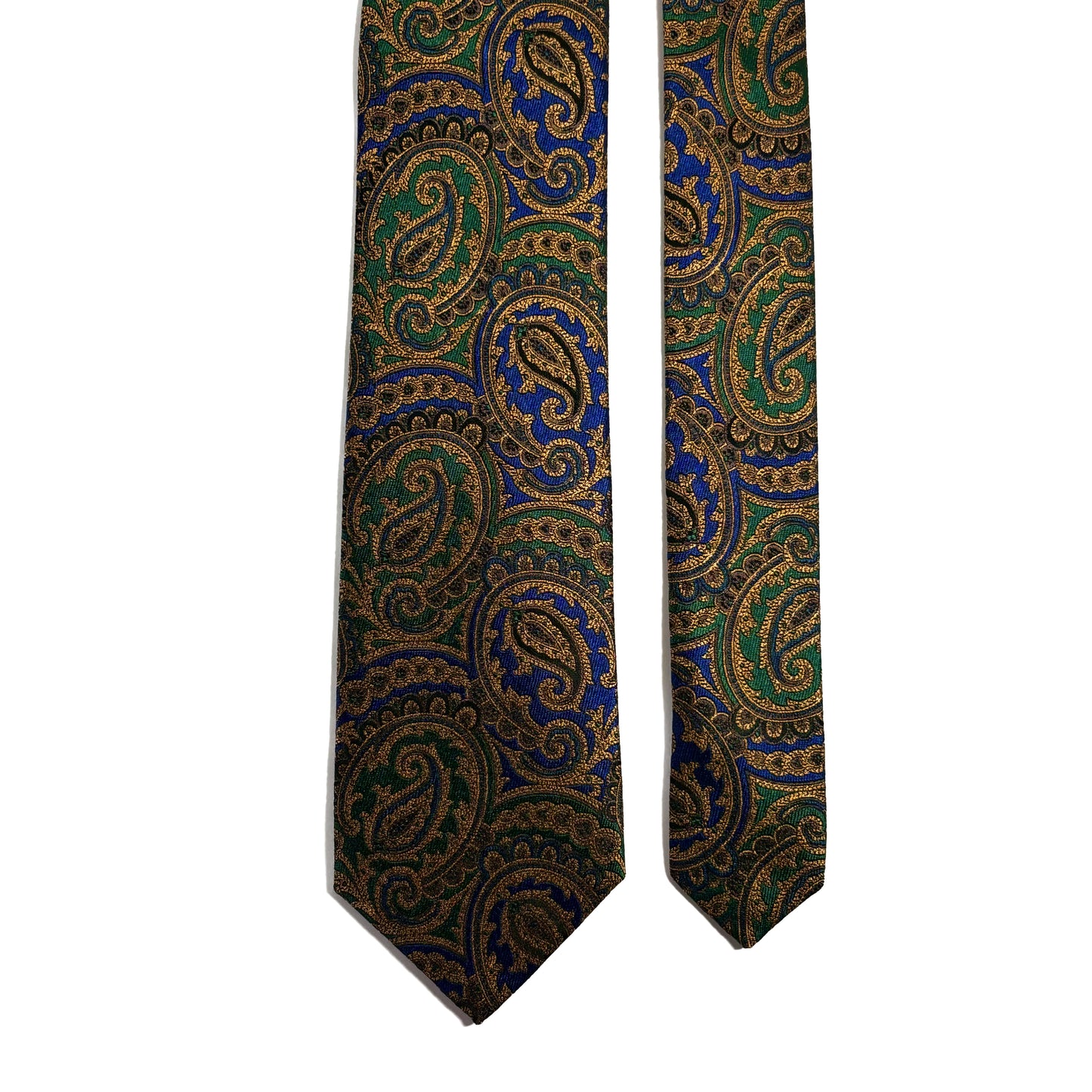 Green & Gold Silk Paisley Jacquard Tie