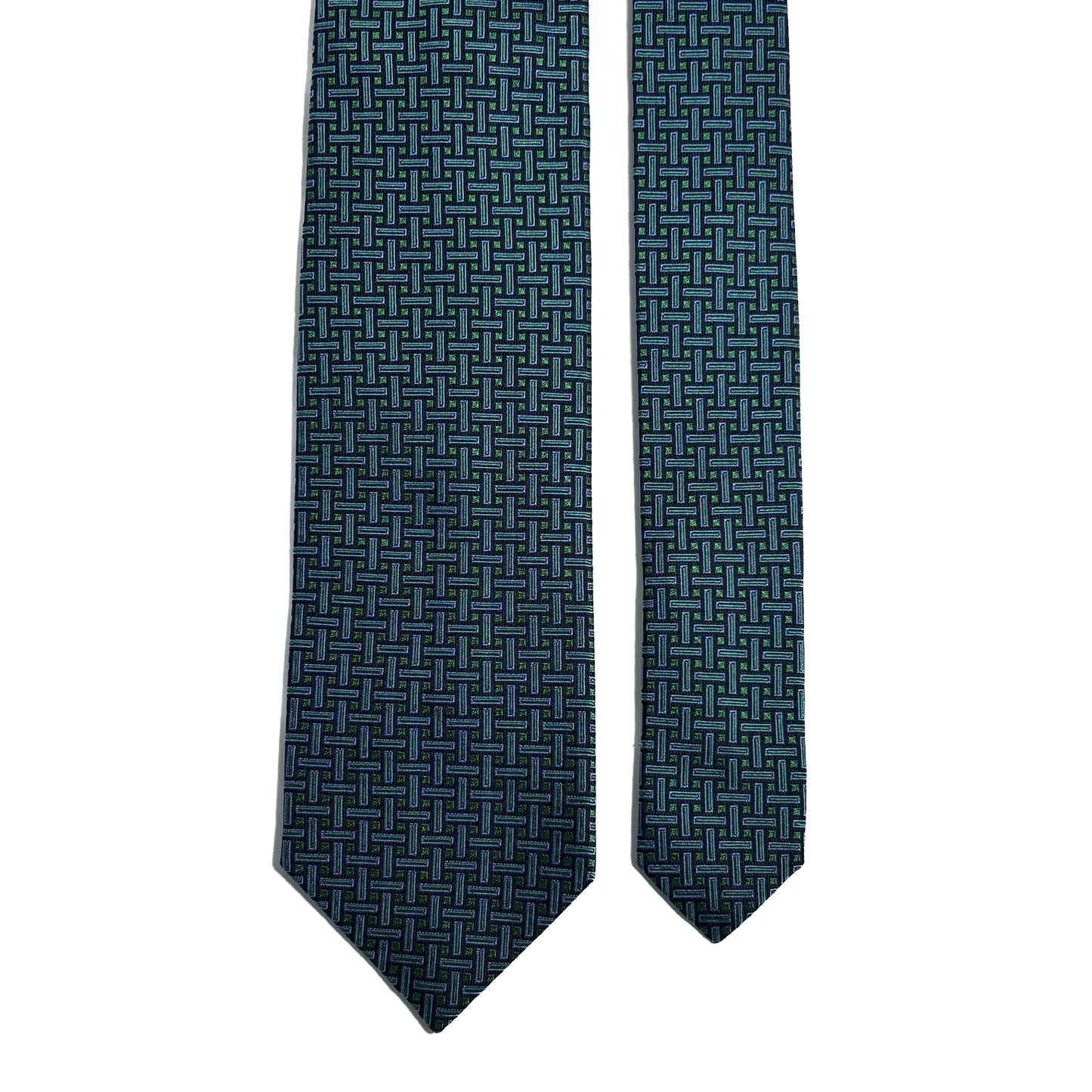 Turquoise Geometric Jacquard Silk Tie