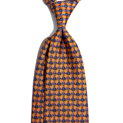 Whimsical Orange Sea Motif Untipped Printed Silk Tie
