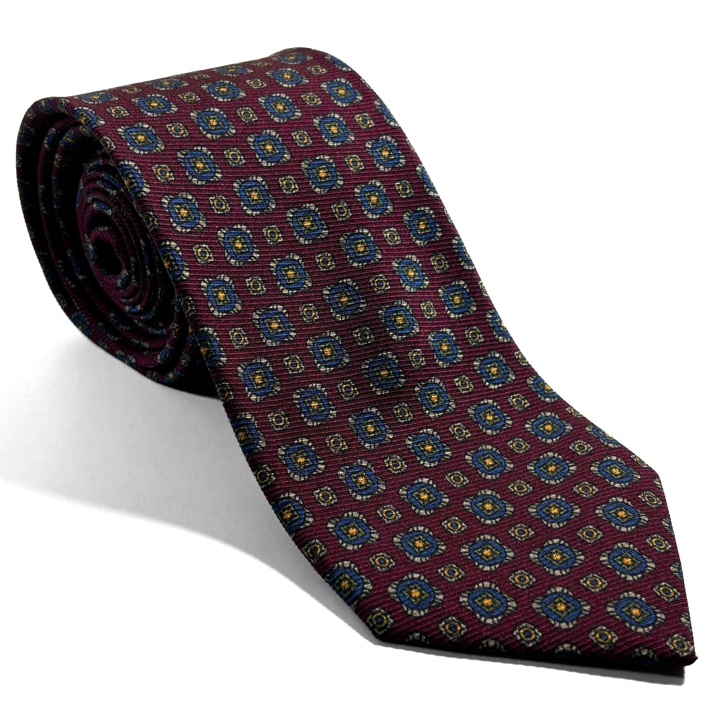 Burgundy Geometric Italian Madder Silk Tie