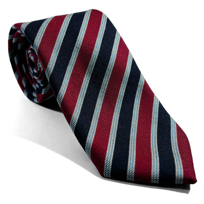 Red / Navy Blue Striped Wool/Silk Tie